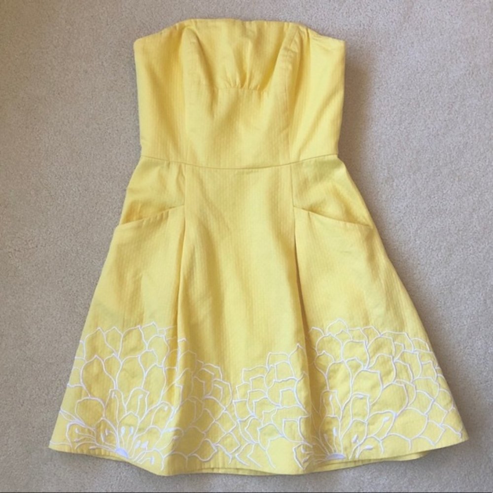 lily pulitzer yellow embroidered blossom dress